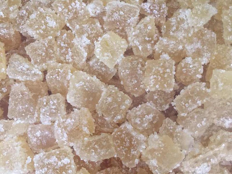 Crystallized ginger dice